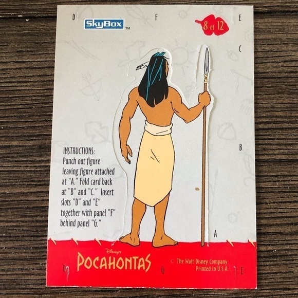 Disney: ’95 Pocahontas movie trading card:  Pop-up Card: Kocoum #8 of 12 - Picture 2 of 2